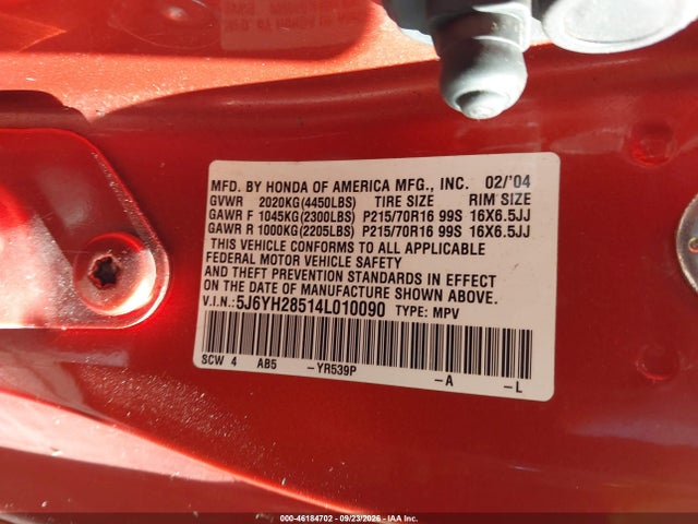 Aukcja sprzedaży 2004 Honda Element Ex, vin: 5J6YH28514L010090, numer aukcji: 46184702