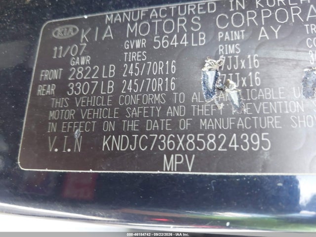 Продажа на аукционе авто 2008 Kia Sorento Ex, vin: KNDJC736X85824395, номер лота: 46184742