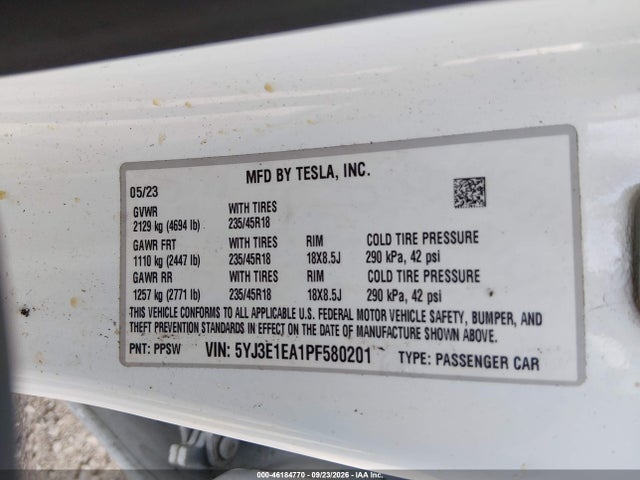 Tesla Model 3 Rear-wheel Drive 2023 5YJ3E1EA1PF580201 Image 9