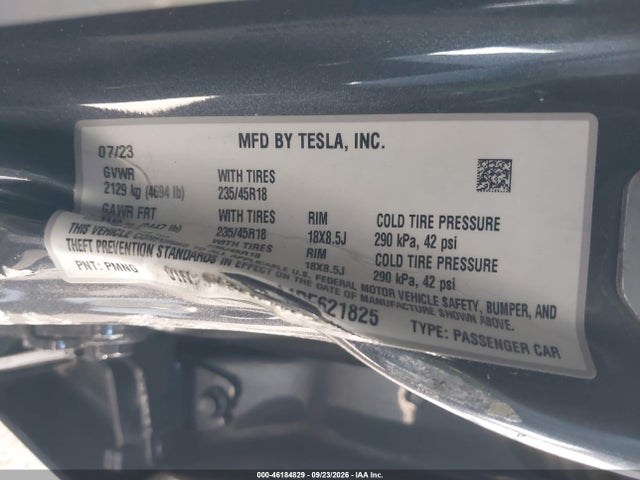 Aukcja sprzedaży 2023 Tesla Model 3 Rear-wheel Drive, vin: 5YJ3E1EA4PF621825, numer aukcji: 46184829