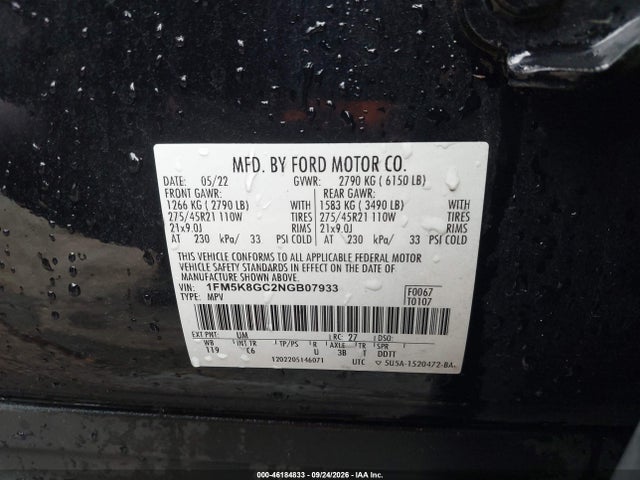 Продажа на аукционе авто 2022 Ford Explorer St, vin: 1FM5K8GC2NGB07933, номер лота: 46184833