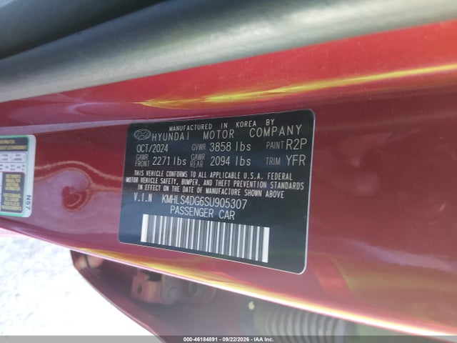 Продажа на аукционе авто 2025 Hyundai Elantra Sel Convenience, vin: KMHLS4DG6SU905307, номер лота: 46184891