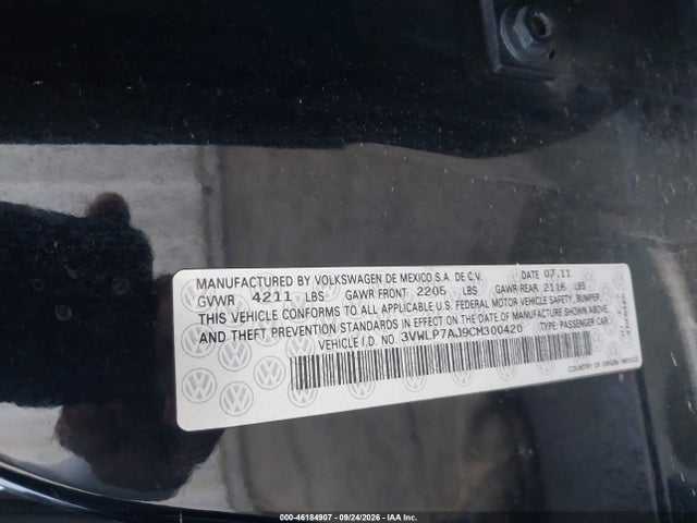 Продаж на аукціоні авто 2012 Volkswagen Jetta 2.5l Sel, vin: 3VWLP7AJ9CM300420, номер лоту: 46184907