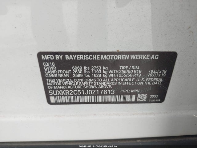 Aukcja sprzedaży 2018 Bmw X5 Sdrive35i, vin: 5UXKR2C51J0Z17613, numer aukcji: 46184918