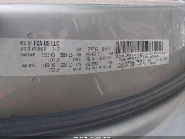 Aukcja sprzedaży 2017 Chrysler Pacifica Touring-l, vin: 2C4RC1BG4HR687838, numer aukcji: 46184920