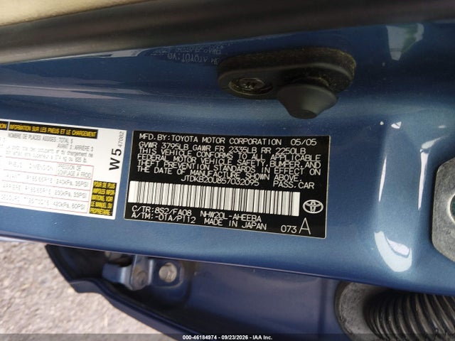 Auction sale of the 2005 Toyota Prius, vin: JTDKB20U857032095, lot number: 46184974