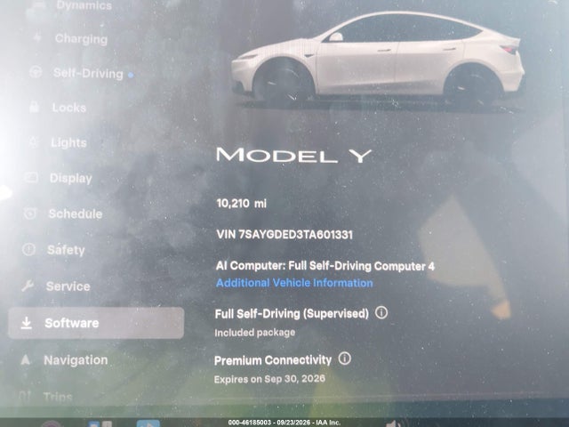 Aukcja sprzedaży 2026 Tesla Modelo Y, vin: 7SAYGDED3TA601331, numer aukcji: 46185003