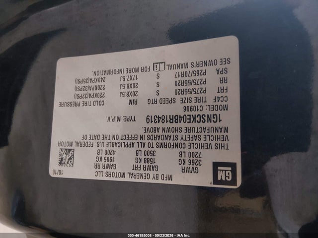 Продажа на аукционе авто 2011 Chevrolet Suburban Ltz, vin: 1GNSCKE04BR184319, номер лота: 46185008