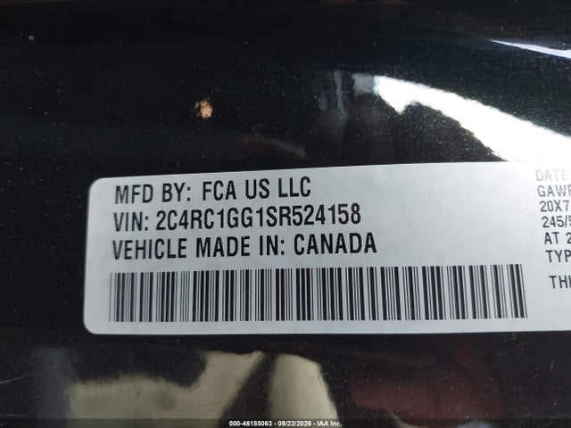 Продажа на аукционе авто 2025 Chrysler Pacifica Limited, vin: 2C4RC1GG1SR524158, номер лота: 46185063