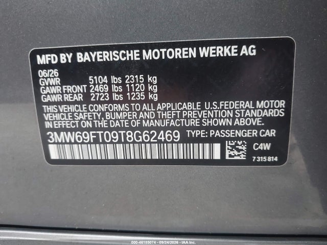 Продажа на аукционе авто 2026 Bmw M340i Xdrive Na, vin: 3MW69FT09T8G62469, номер лота: 46185074