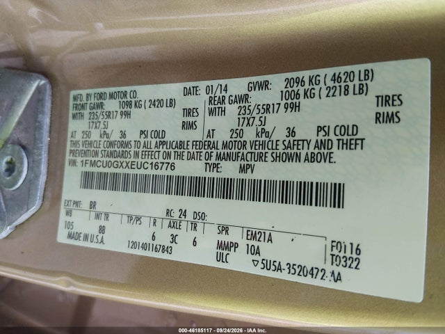 Ford ESCAPE SE 2014 1FMCU0GXXEUC16776 Image 9