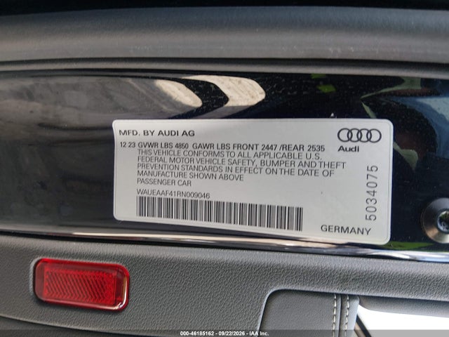 Продаж на аукціоні авто 2024 Audi A4 Premium Plus 45 Tfsi S Line Quattro S Tronic, vin: WAUEAAF41RN009046, номер лоту: 46185162