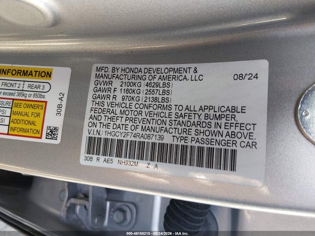Продажа на аукционе авто 2024 Honda Accord Hybrid Sport-l, vin: 1HGCY2F74RA087139, номер лота: 46185215