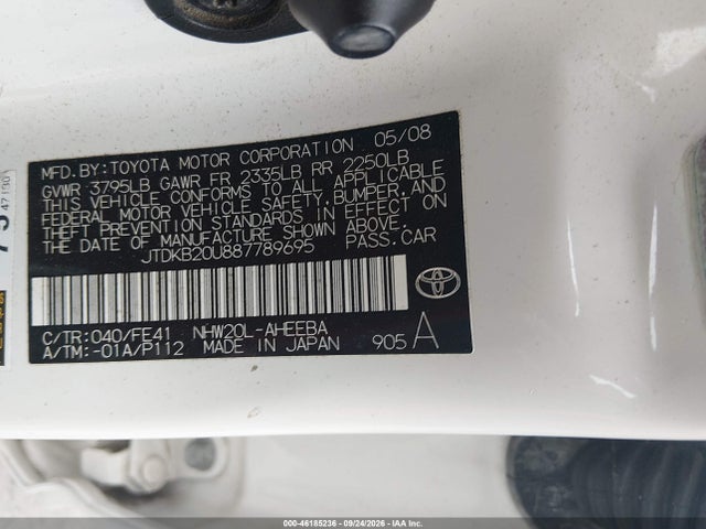 Продажа на аукционе авто 2008 Toyota Prius, vin: JTDKB20U887789695, номер лота: 46185236