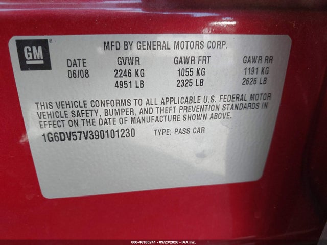 Продажа на аукционе авто 2009 Cadillac Cts Standard, vin: 1G6DV57V390101230, номер лота: 46185241