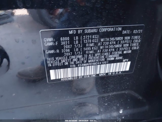 Subaru Ascent Touring 2021 4S4WMARDXM3441001 Image 9