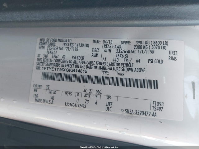 Ford Transit-150 2016 1FTYE1YMXGKB14815 Image 9
