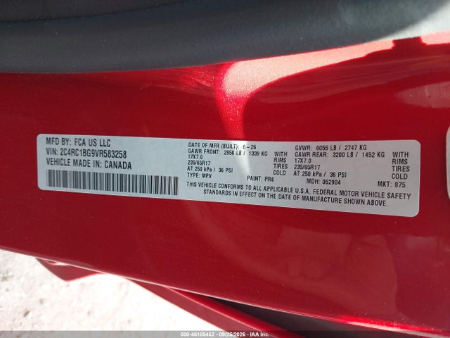 Продаж на аукціоні авто 2027 Chrysler Pacifica, vin: 2C4RC1BG9VR583258, номер лоту: 46185452