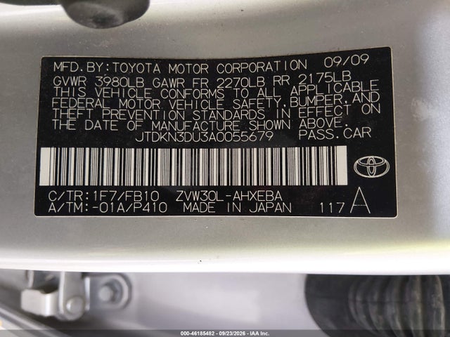 Продаж на аукціоні авто 2010 Toyota Prius Iii, vin: JTDKN3DU3A0055679, номер лоту: 46185482
