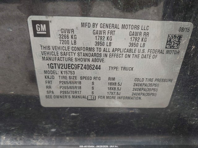 GMC Sierra 1500 Sle 2015 1GTV2UEC9FZ406244 Image 9