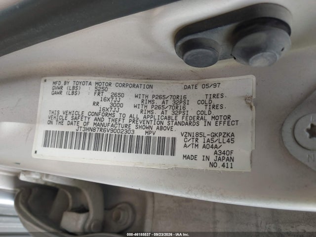 1997 Toyota 4runner Sr5 V6 Limited მანქანა იყიდება აუქციონზე, vin: JT3HN87R6V9002303, აუქციონის ნომერი: 46185537