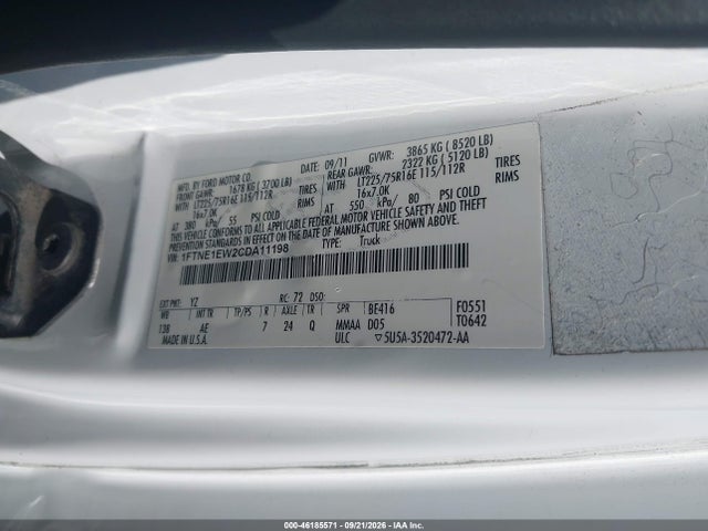 Продаж на аукціоні авто 2012 Ford E-150 Commercial, vin: 1FTNE1EW2CDA11198, номер лоту: 46185571