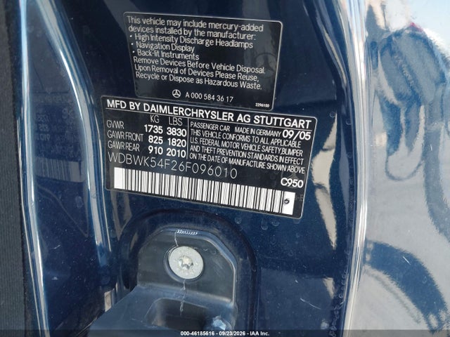 Продажа на аукционе авто 2006 Mercedes-benz Slk 280, vin: WDBWK54F26F096010, номер лота: 46185616