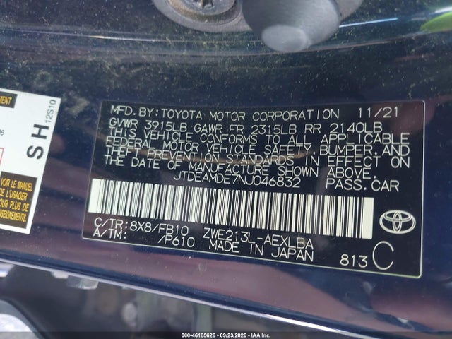 Toyota Corolla Hybrid Le 2022 JTDEAMDE7NJ046832 Image 9