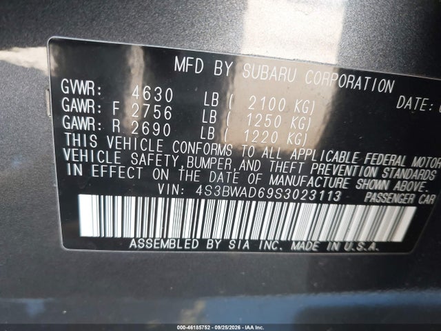 Продажа на аукционе авто 2025 Subaru Legacy Premium, vin: 4S3BWAD69S3023113, номер лота: 46185752