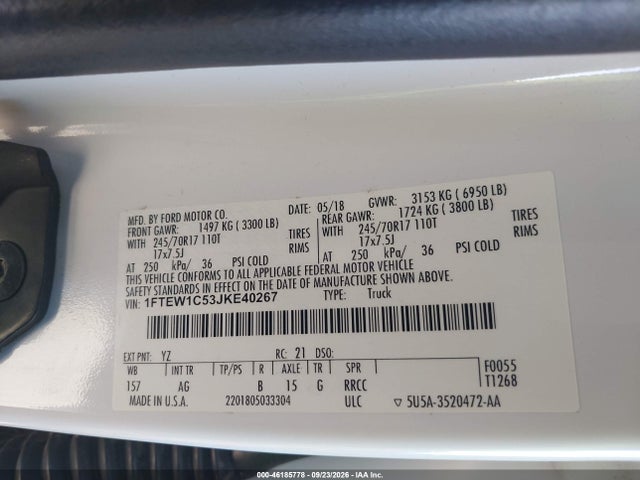 Ford F-150 Xl 2018 1FTEW1C53JKE40267 Image 9