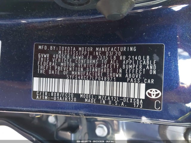 Toyota COROLLA SE 2020 5YFS4RCE7LP048971 Image 9