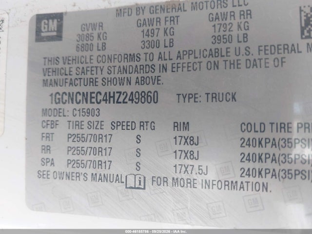 Chevrolet Silverado 1500 Wt 2017 1GCNCNEC4HZ249860 Image 9