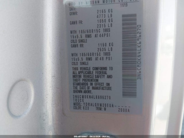 3N6CM0KN4LK696270 Nissan Nv200 Cargo Sv Xtronic Cvt