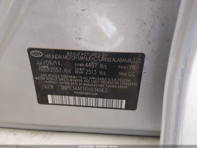 Hyundai Sonata Limited 2015 5NPE34AF1FH034063 Image 9