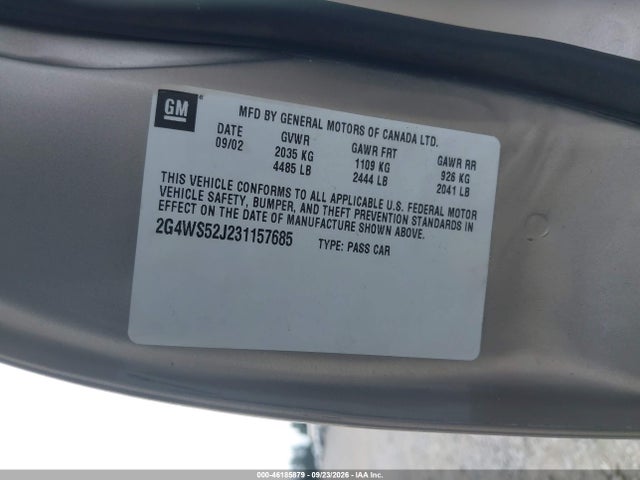 Продажа на аукционе авто 2003 Buick Century Custom, vin: 2G4WS52J231157685, номер лота: 46185879