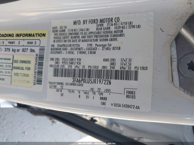 Ford Fusion Hybrid Se 2018 3FA6P0LU5JR197226 Image 9