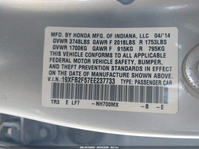 19XFB2F57EE237733 Honda Civic Lx