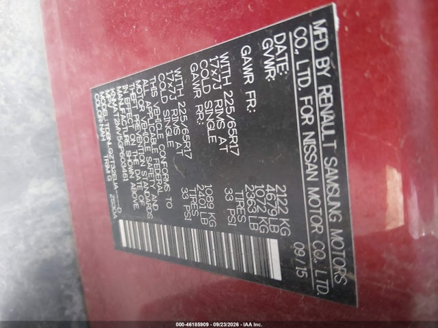 46185909 :رقم المزاد ، KNMAT2MV5GP603461 vin ، 2016 Nissan Rogue Sv مزاد بيع