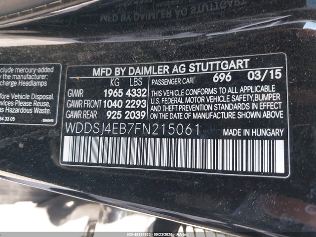 Mercedes-Benz CLA 250 2015 WDDSJ4EB7FN215061 Image 9