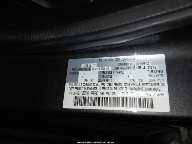 46185974 :رقم المزاد ، JM1GL1V57H1149186 vin ، 2017 Mazda Mazda6 Touring مزاد بيع