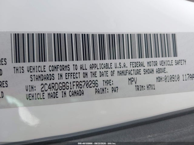 2C4RDGBG1FR670296 Dodge Grand Caravan Se