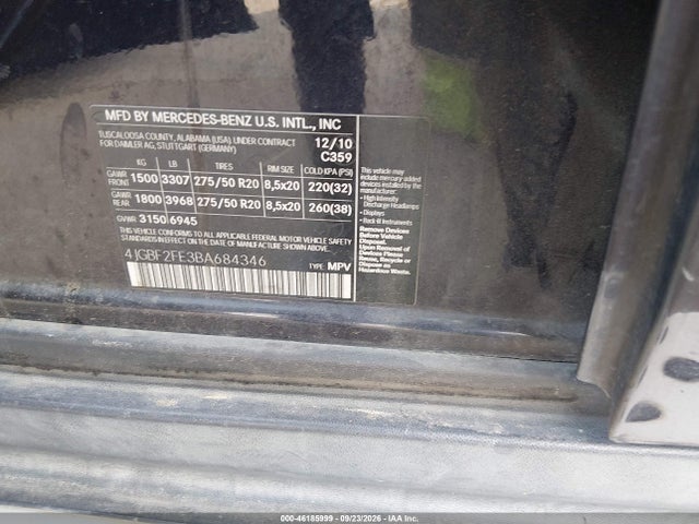 Aukcja sprzedaży 2011 Mercedes-benz Gl 350 Bluetec 4matic, vin: 4JGBF2FE3BA684346, numer aukcji: 46185999
