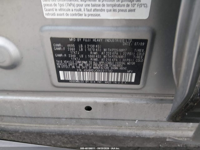 Продажа на аукционе авто 2010 Subaru Outback 3.6r Limited, vin: 4S4BRDJC6A2317782, номер лота: 46186011