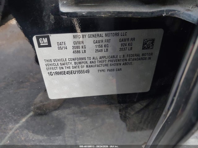 Aukcja sprzedaży 2014 Chevrolet Volt, vin: 1G1RH6E45EU166649, numer aukcji: 46186013