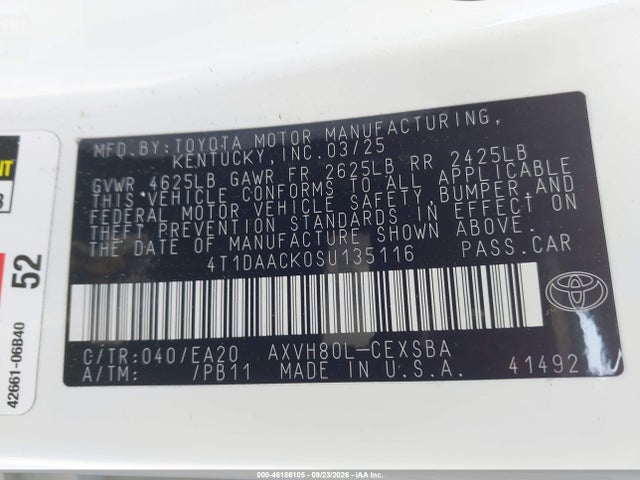 4T1DAACK0SU135116 Toyota CAMRY SE