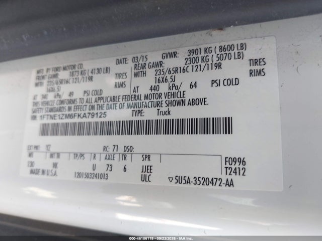 Ford Transit-150 2015 1FTNE1ZM6FKA79125 Image 9