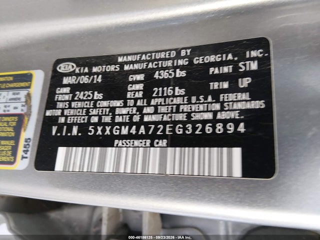 Продаж на аукціоні авто 2014 Kia Optima Lx, vin: 5XXGM4A72EG326894, номер лоту: 46186125