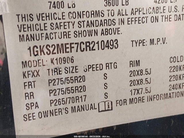 Продажа на аукционе авто 2012 Gmc Yukon Xl 1500 Denali, vin: 1GKS2MEF7CR210493, номер лота: 46186144