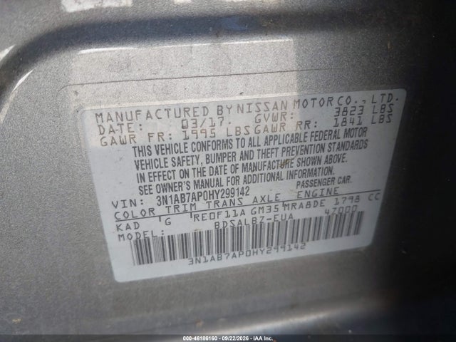 Nissan SENTRA S 2017 3N1AB7AP0HY299142 Image 9