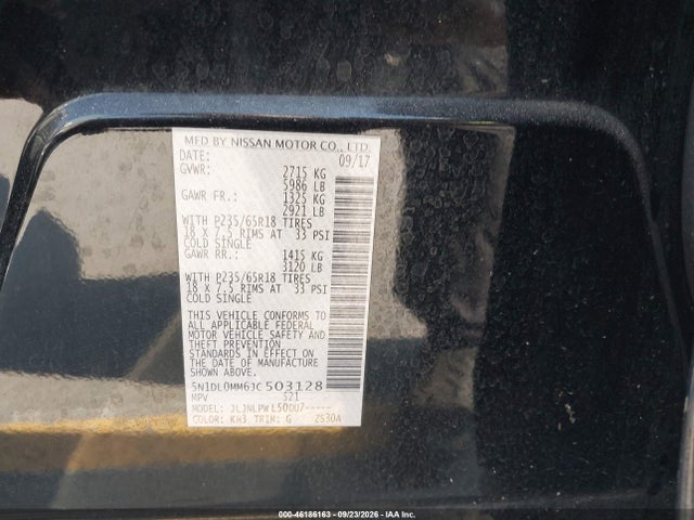 Aukcja sprzedaży 2018 Infiniti Qx60, vin: 5N1DL0MM6JC503128, numer aukcji: 46186163